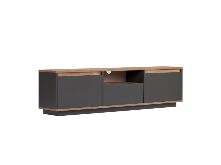 Meuble TV en bois "Sentinel" - 160 x 30 x 42 cm - Gris anthracite