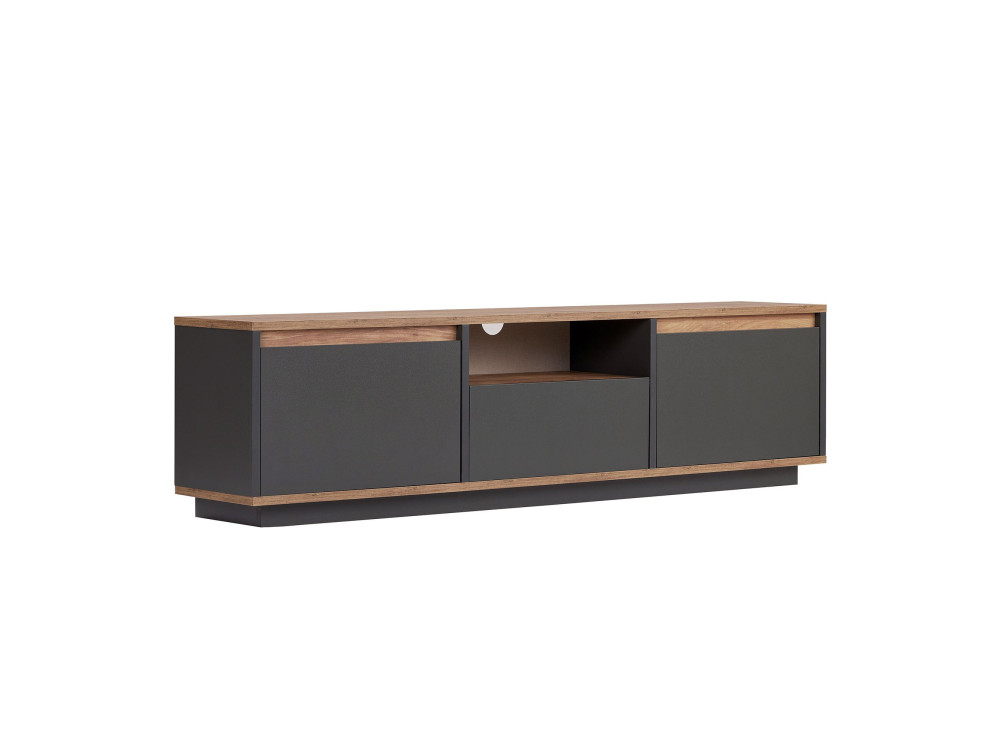 Meuble TV en bois "Sentinel" - 160 x 30 x 42 cm - Gris anthracite