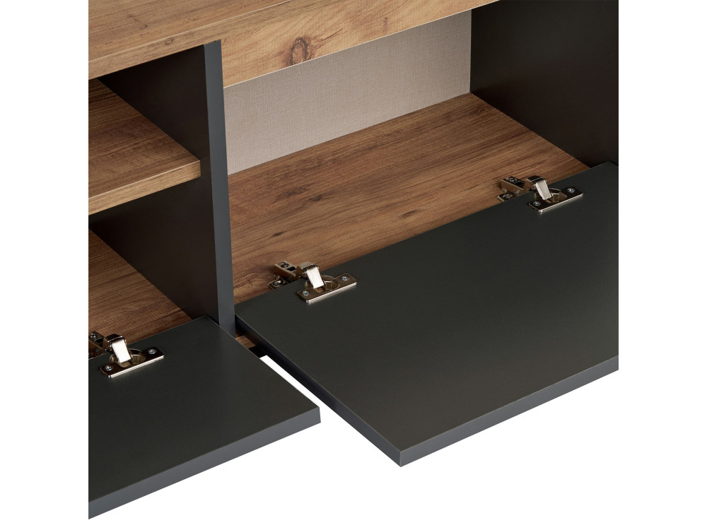 Meuble TV en bois "Sentinel" - 160 x 30 x 42 cm - Gris anthracite