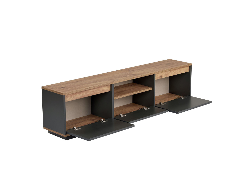 Meuble TV en bois "Sentinel" - 160 x 30 x 42 cm - Gris anthracite