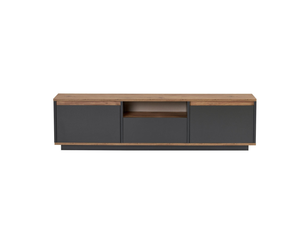 Meuble TV en bois "Sentinel" - 160 x 30 x 42 cm - Gris anthracite