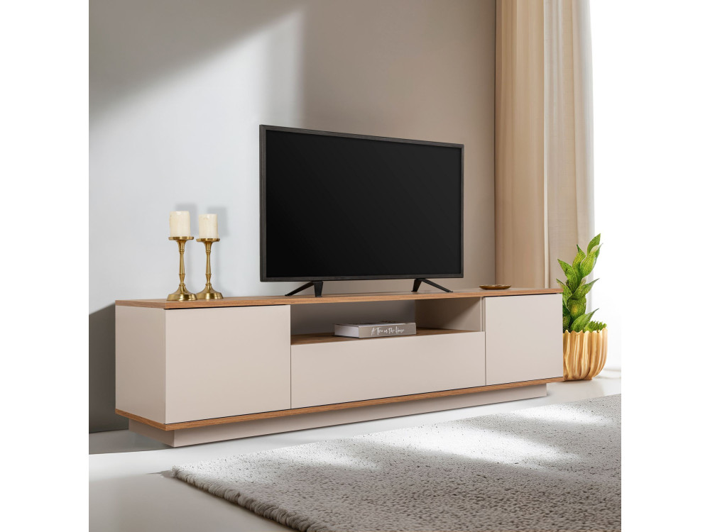 Meuble TV en bois "Veramont" - 180 x 44 x 44 cm - Crème