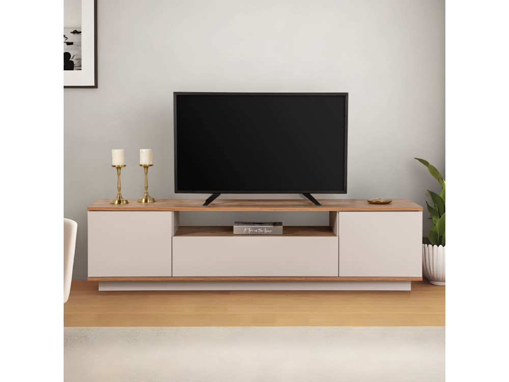 Meuble TV en bois "Veramont" - 180 x 44 x 44 cm - Crème