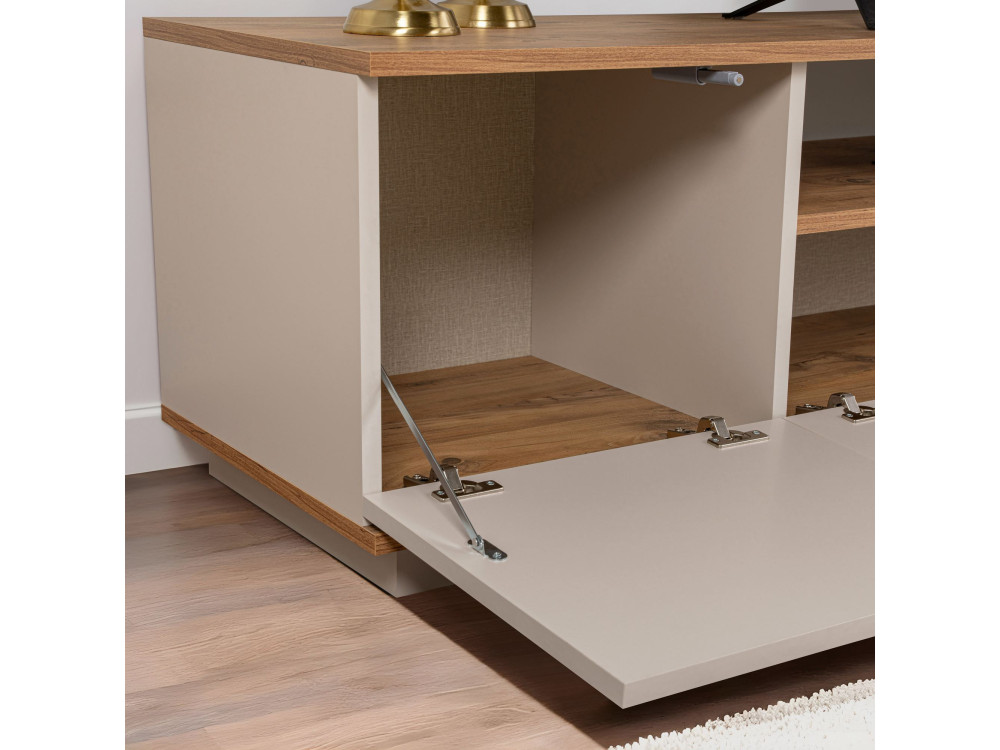 Meuble TV en bois "Veramont" - 180 x 44 x 44 cm - Crème
