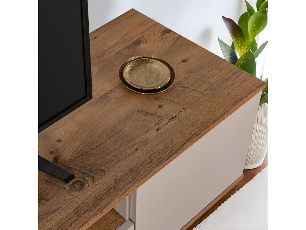 Meuble TV en bois "Veramont" - 180 x 44 x 44 cm - Crème