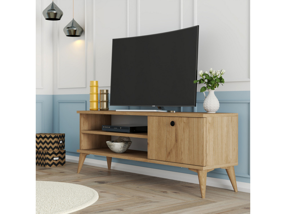 Meuble TV en bois "Retro" - 120 x 29 x 44 cm - Beige