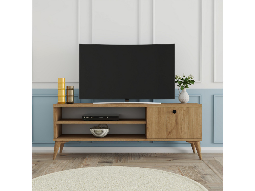 Meuble TV en bois "Retro" - 120 x 29 x 44 cm - Beige