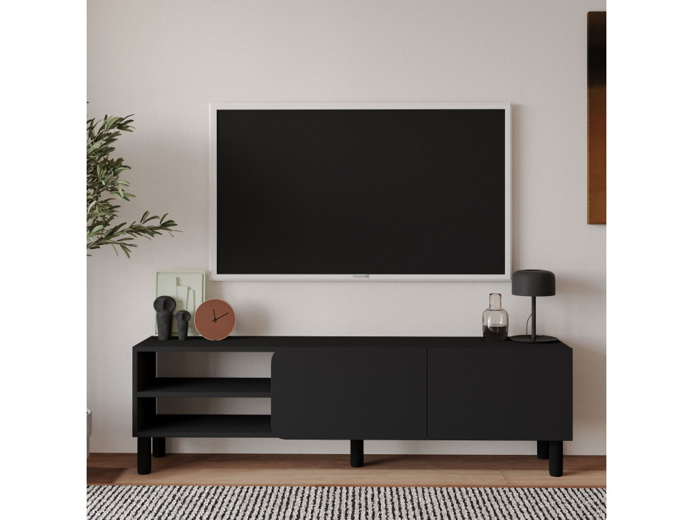 Meuble TV en bois "River" - 150 x 31.4 x 48.2 cm - Anthracite