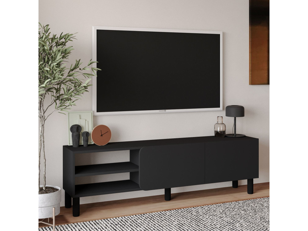 Meuble TV en bois "River" - 150 x 31.4 x 48.2 cm - Anthracite