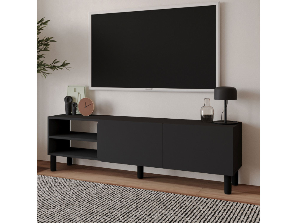 Meuble TV en bois "River" - 150 x 31.4 x 48.2 cm - Anthracite