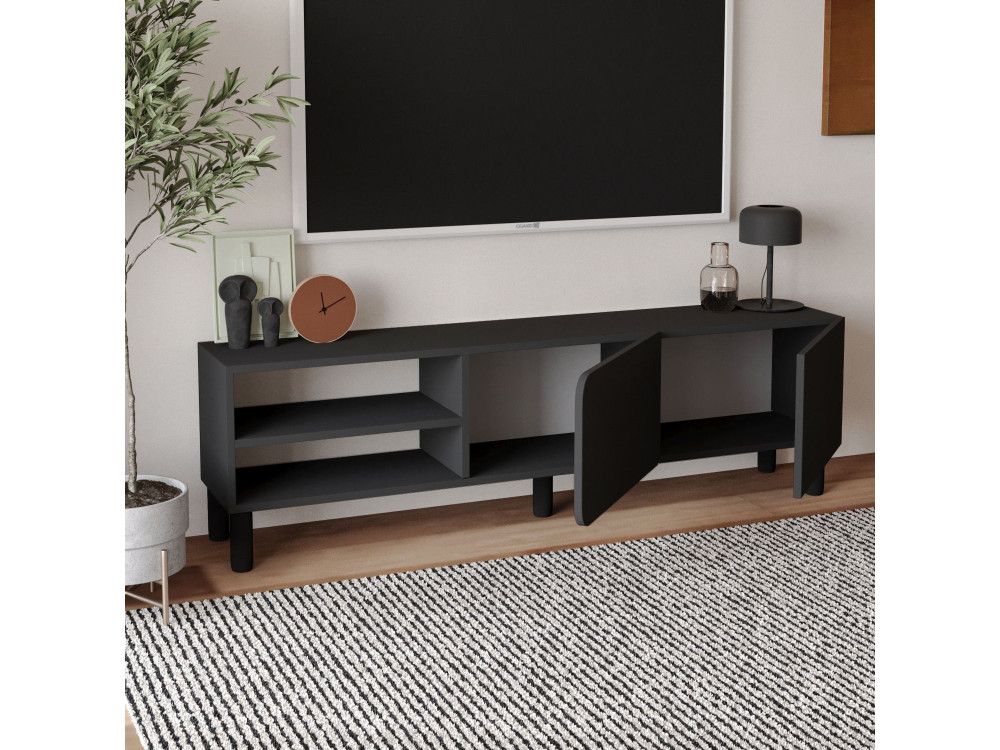 Meuble TV en bois "River" - 150 x 31.4 x 48.2 cm - Anthracite