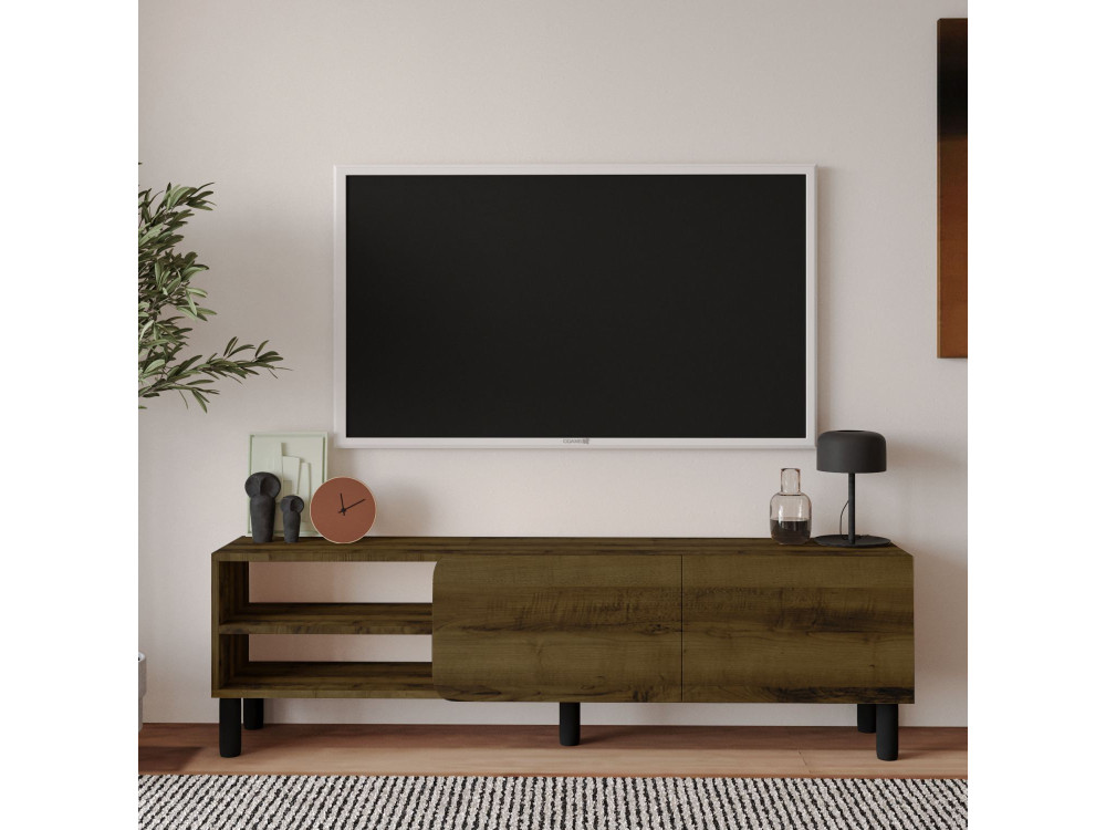 Meuble TV en bois "River" - 150 x 31.4 x 48.2 cm - Noyer Antique