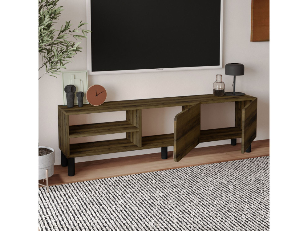 Meuble TV en bois "River" - 150 x 31.4 x 48.2 cm - Noyer Antique