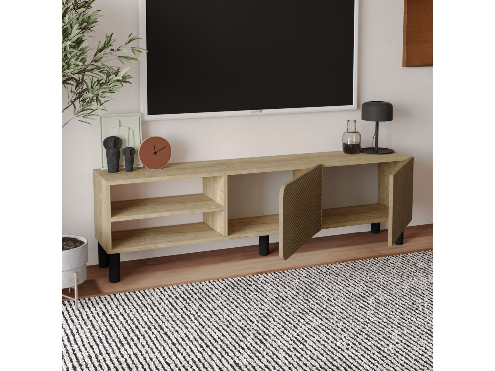 Meuble TV en bois "River" - 150 x 31 x 48 cm - Beige