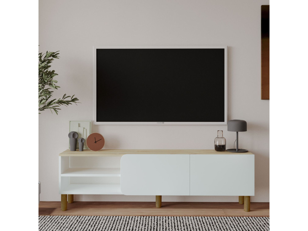 Meuble TV en bois "River" - 150 x 31 x 48 cm - Blanc
