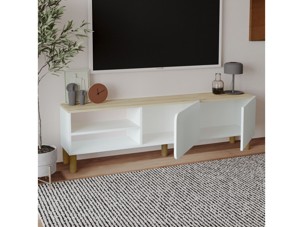 Meuble TV en bois "River" - 150 x 31 x 48 cm - Blanc