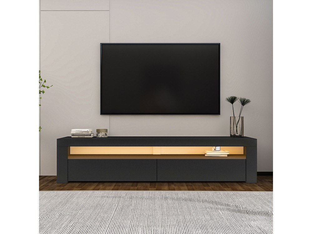 Meuble TV en bois "Bati" - 150 x 36 x 46 cm - Gris anthracite