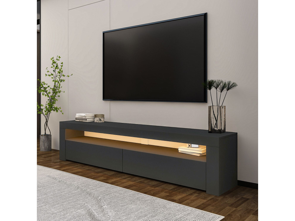 Meuble TV en bois "Bati" - 150 x 36 x 46 cm - Gris anthracite