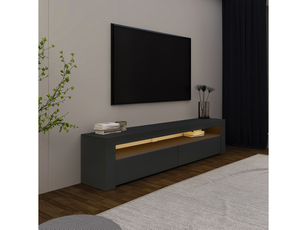 Meuble TV en bois "Bati" - 150 x 36 x 46 cm - Gris anthracite