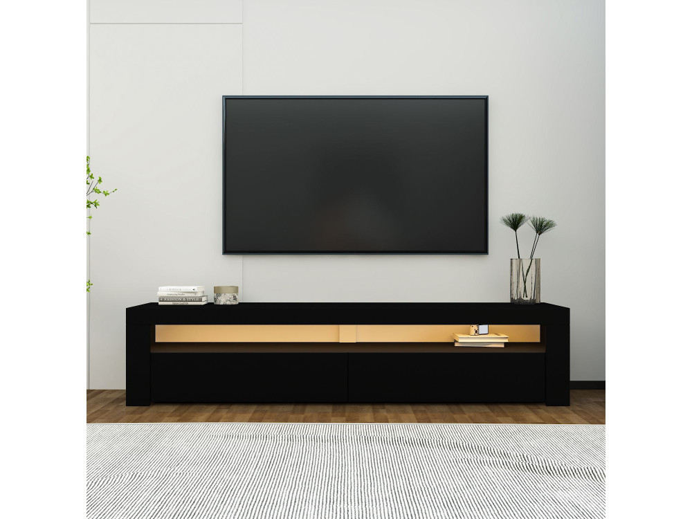 Meuble TV en bois "Bati" - 150 x 36 x 46 cm - Noir