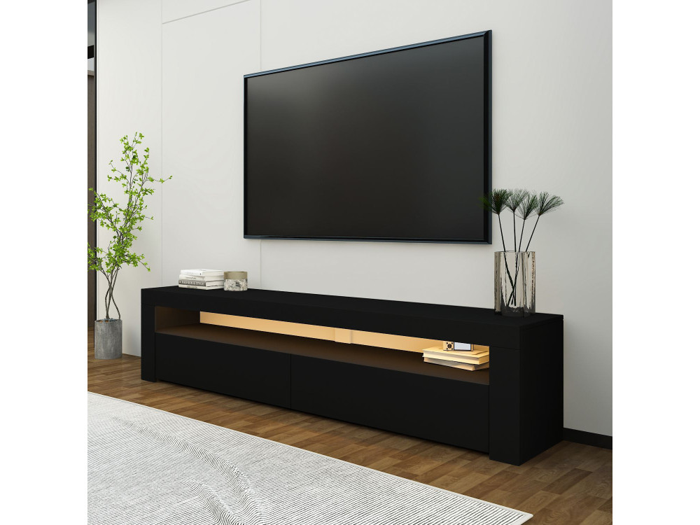 Meuble TV en bois "Bati" - 150 x 36 x 46 cm - Noir