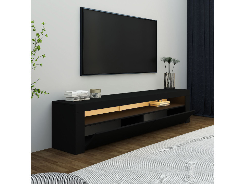 Meuble TV en bois "Bati" - 150 x 36 x 46 cm - Noir