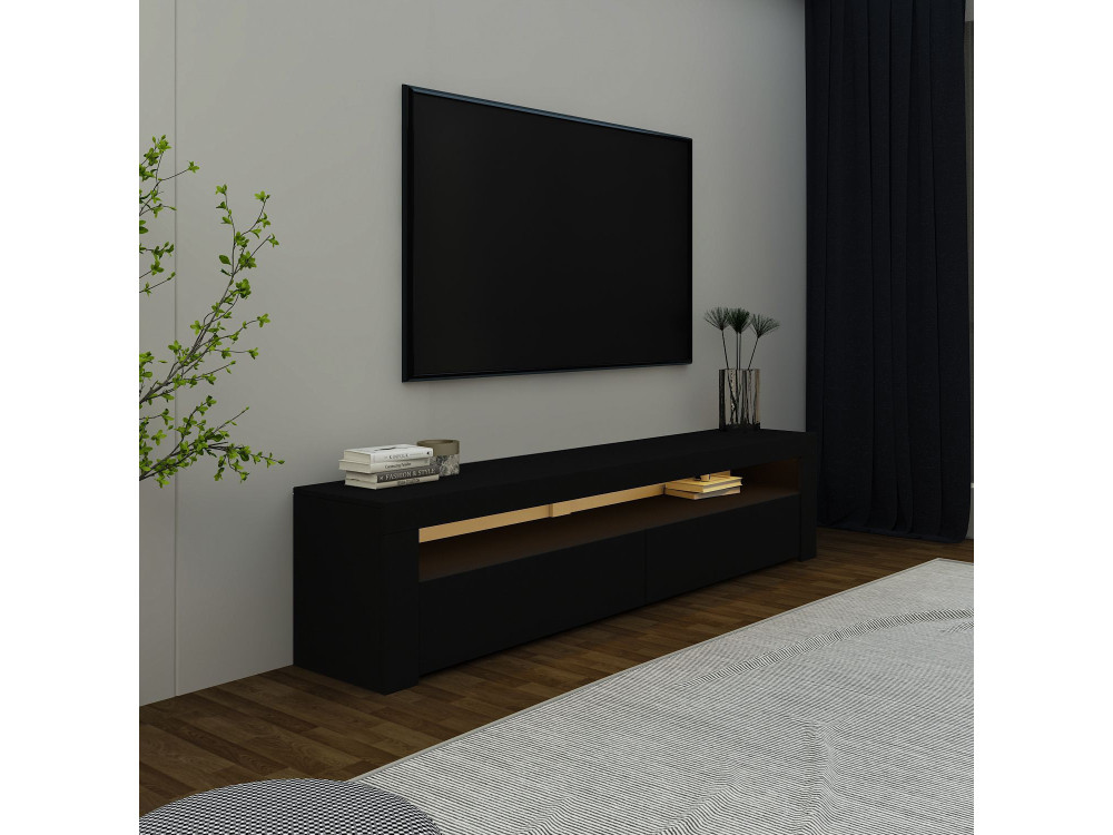 Meuble TV en bois "Bati" - 150 x 36 x 46 cm - Noir