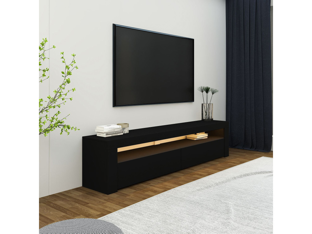 Meuble TV en bois "Bati" - 150 x 36 x 46 cm - Noir