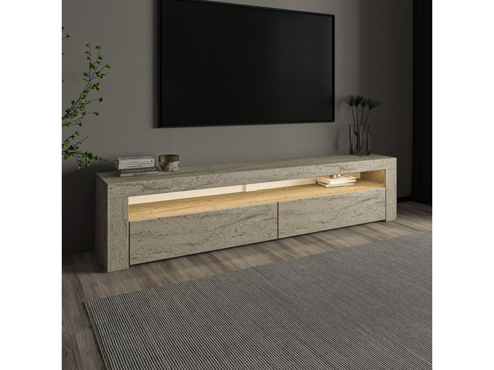Meuble TV en bois "Bati" - 150 x 36 x 46 cm - Travertin