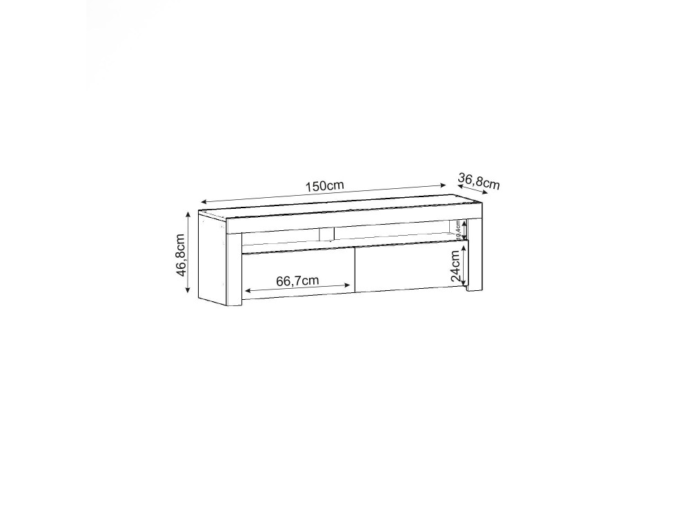 Meuble TV en bois "Bati" - 150 x 36 x 46 cm - Travertin