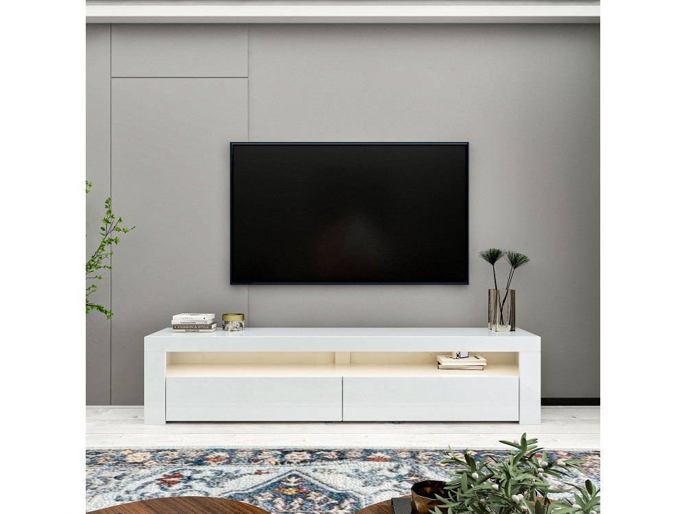 Meuble TV en bois "Bati" - 150 x 36 x 46 cm - Blanc