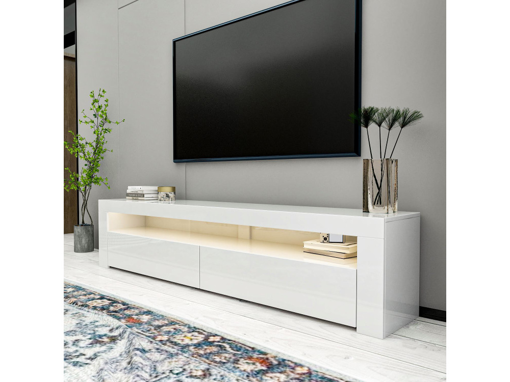 Meuble TV en bois "Bati" - 150 x 36 x 46 cm - Blanc