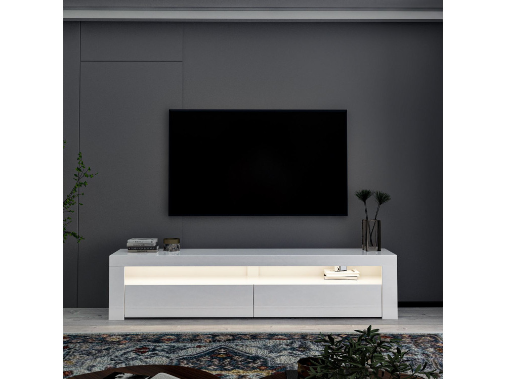 Meuble TV en bois "Bati" - 150 x 36 x 46 cm - Blanc