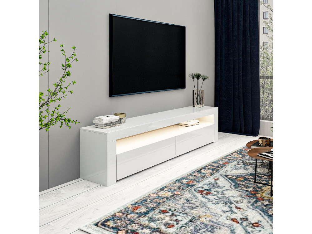 Meuble TV en bois "Bati" - 150 x 36 x 46 cm - Blanc