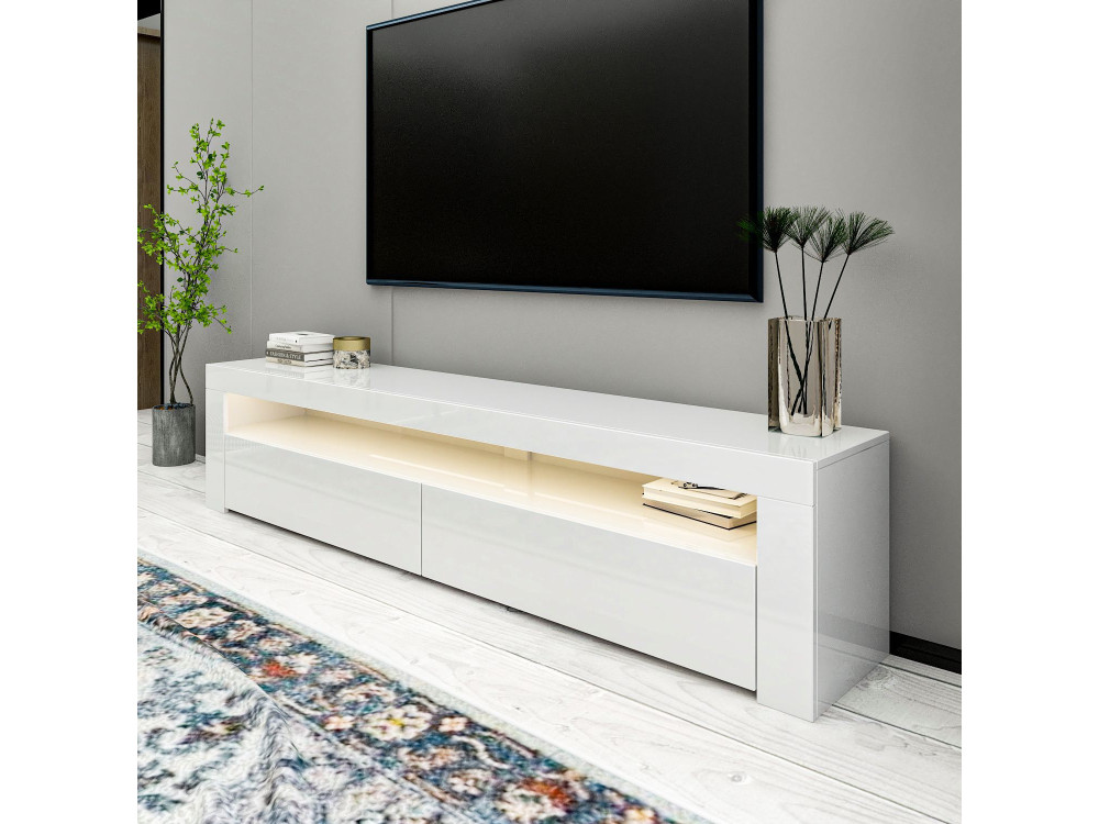 Meuble TV en bois "Bati" - 150 x 36 x 46 cm - Blanc