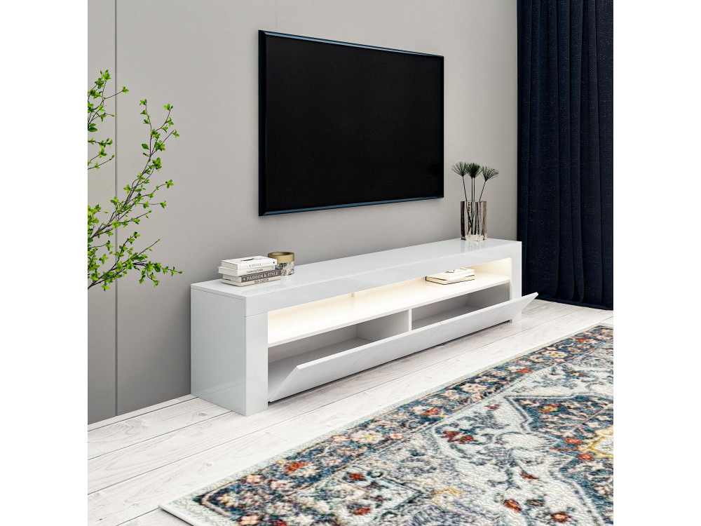 Meuble TV en bois "Bati" - 150 x 36 x 46 cm - Blanc