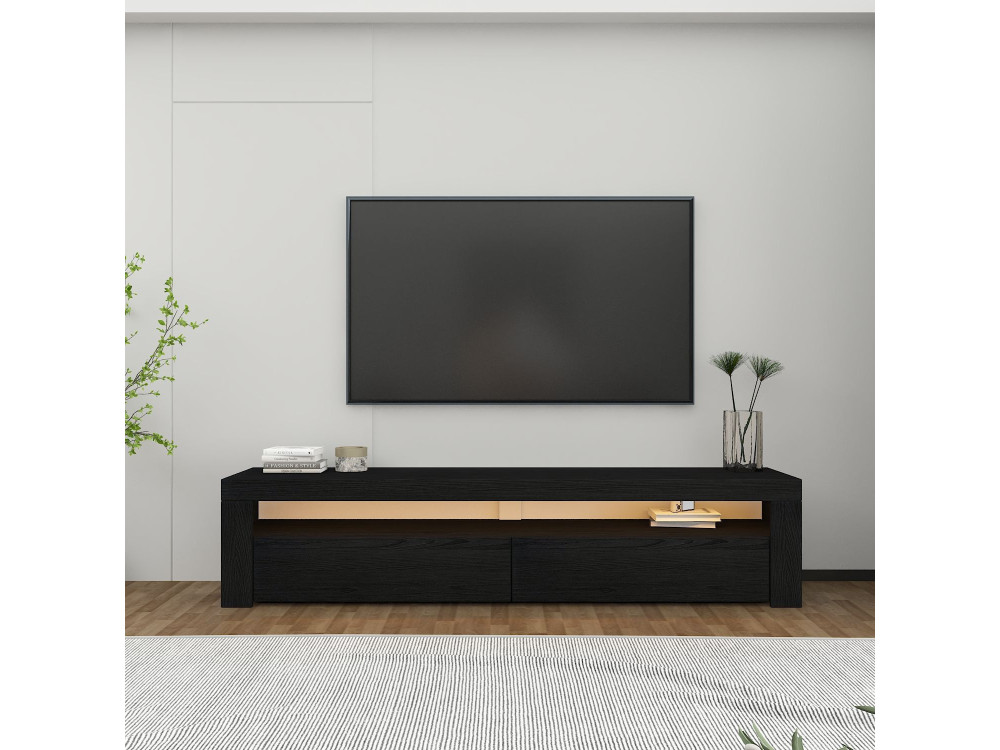 Meuble TV en bois "Bati" - 150 x 36 x 46 cm - Noir