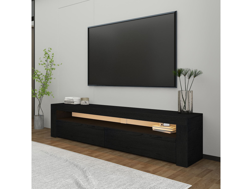 Meuble TV en bois "Bati" - 150 x 36 x 46 cm - Noir