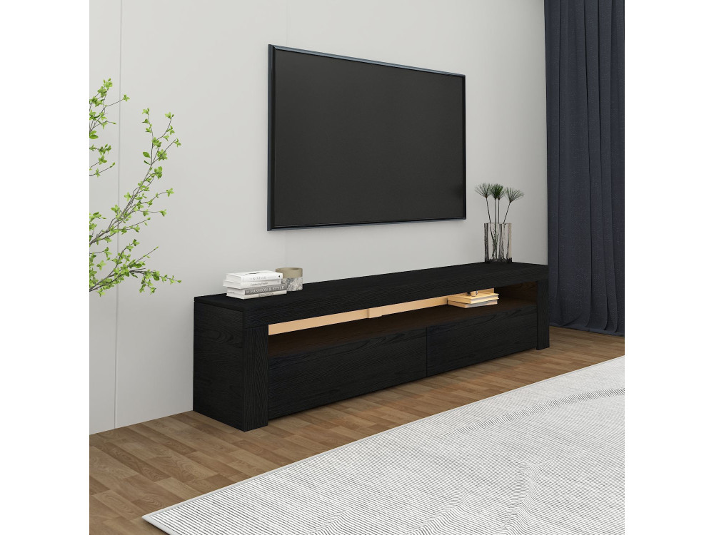 Meuble TV en bois "Bati" - 150 x 36 x 46 cm - Noir