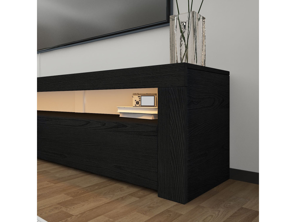 Meuble TV en bois "Bati" - 150 x 36 x 46 cm - Noir