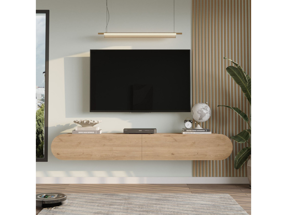 Meuble TV en bois "LUM1" - 180 x 31 x 29 cm - Beige