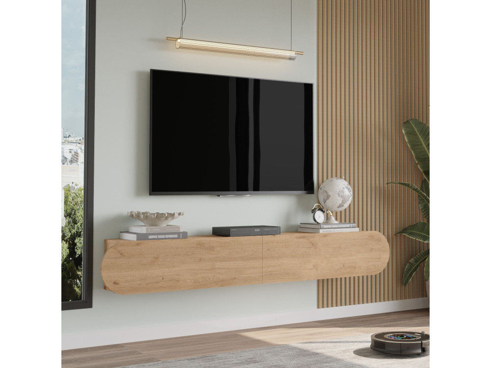 Meuble TV en bois "LUM1" - 180 x 31 x 29 cm - Beige