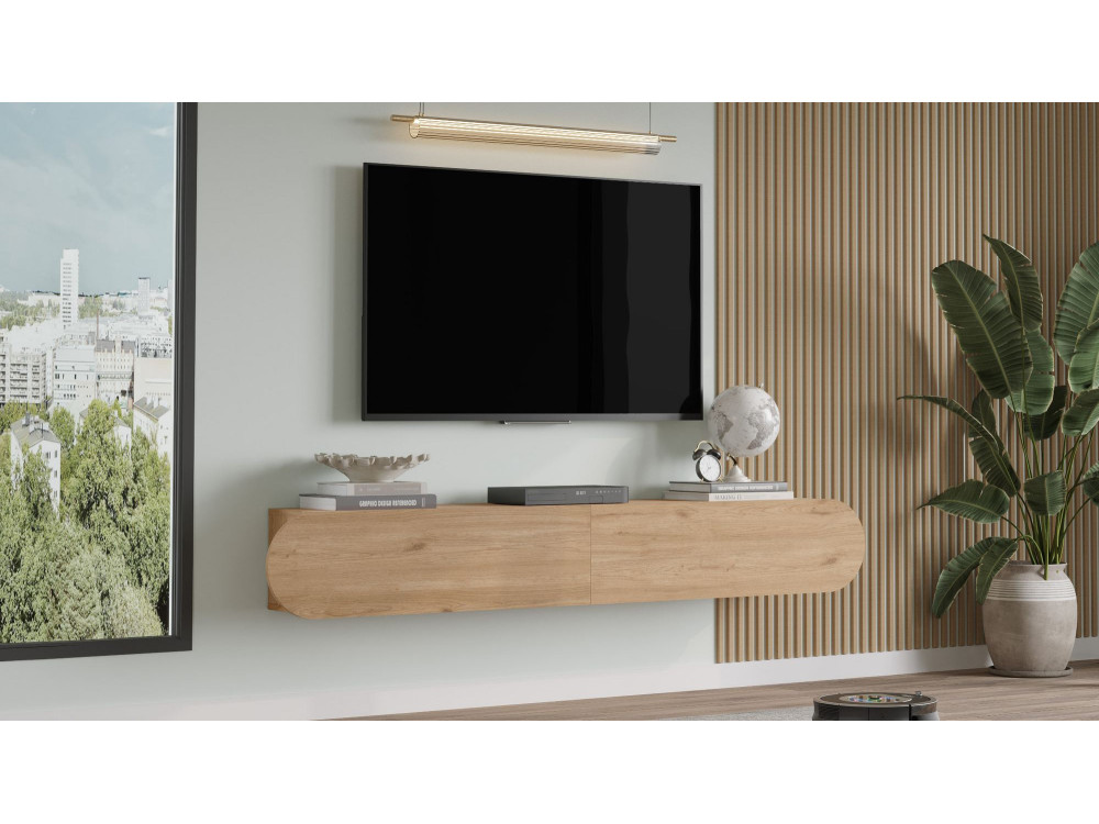 Meuble TV en bois "LUM1" - 180 x 31 x 29 cm - Beige