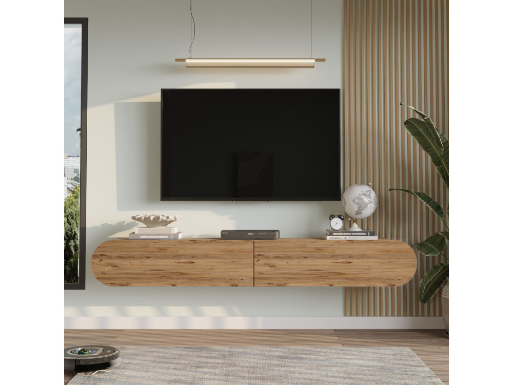 Meuble TV en bois "LUM1" - 180 x 31 x 29 cm - Marron