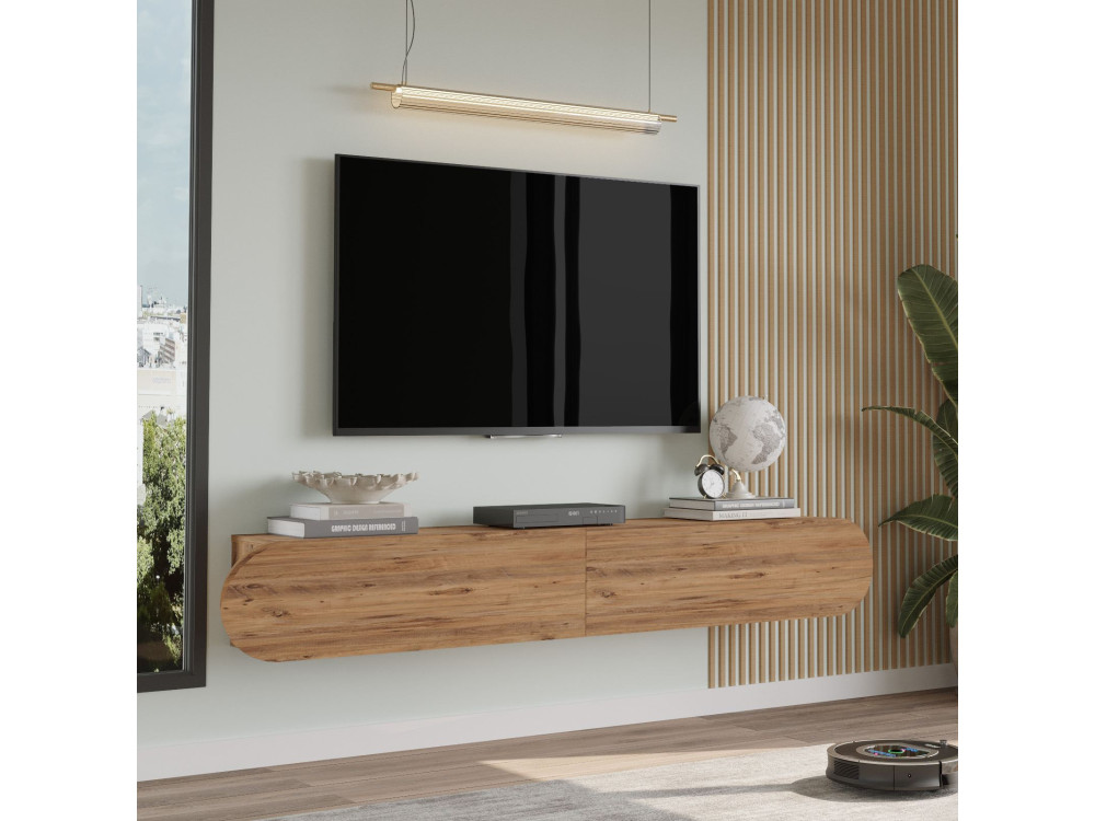 Meuble TV en bois "LUM1" - 180 x 31 x 29 cm - Marron