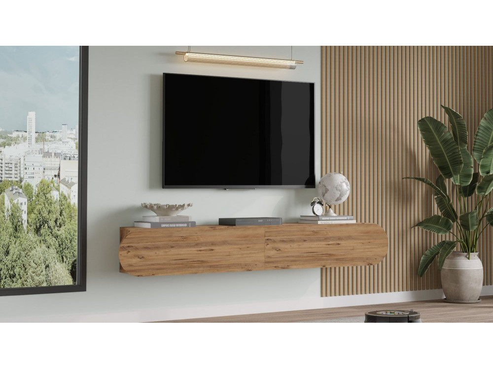 Meuble TV en bois "LUM1" - 180 x 31 x 29 cm - Marron