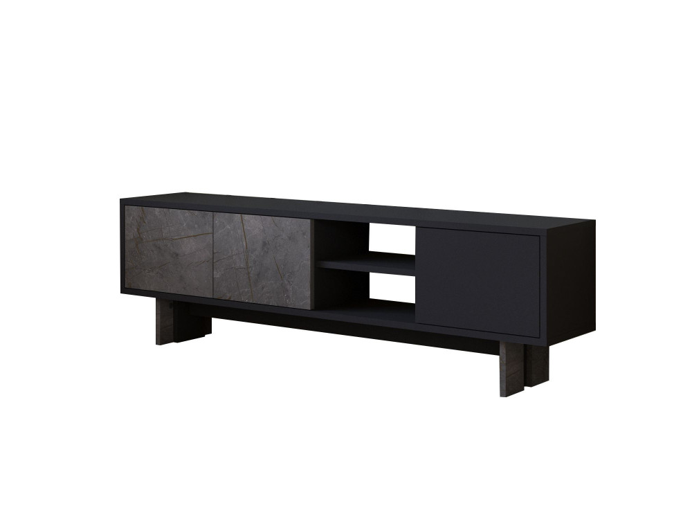 Meuble TV en bois "Ravello" - 150 x 30 x 45 cm - Gris anthracite