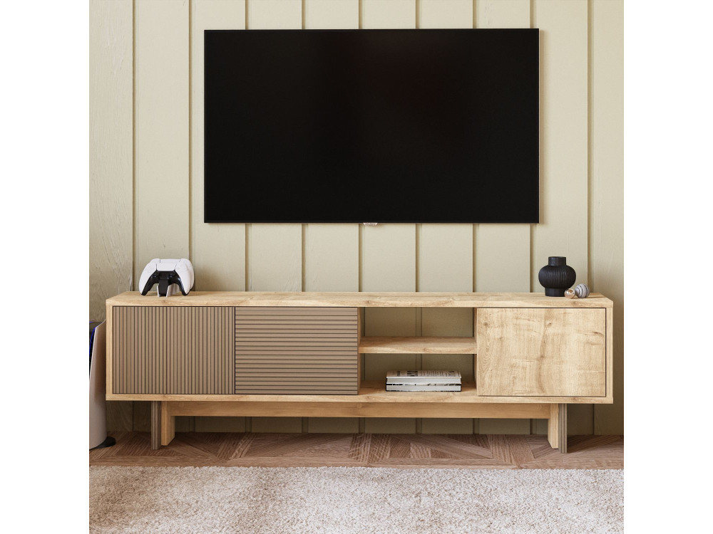 Meuble TV en bois "Ravello" - 150 x 30 x 45 cm - Beige