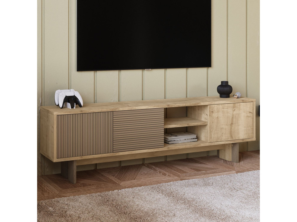 Meuble TV en bois "Ravello" - 150 x 30 x 45 cm - Beige