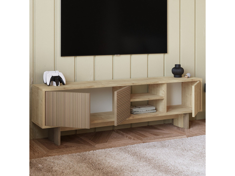 Meuble TV en bois "Ravello" - 150 x 30 x 45 cm - Beige